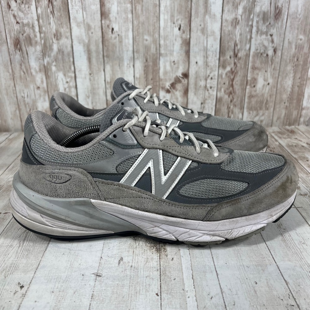 New Balance 990v6 Made in USA Mens 12.5 Wide 2E Grey Suede Sneakers M990GL6